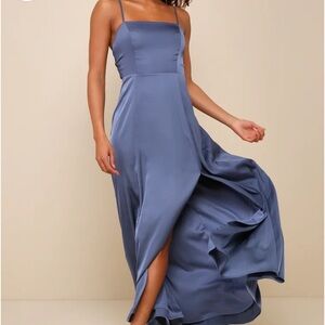 Beautiful slate blue NWT lulus wedding guest dress
